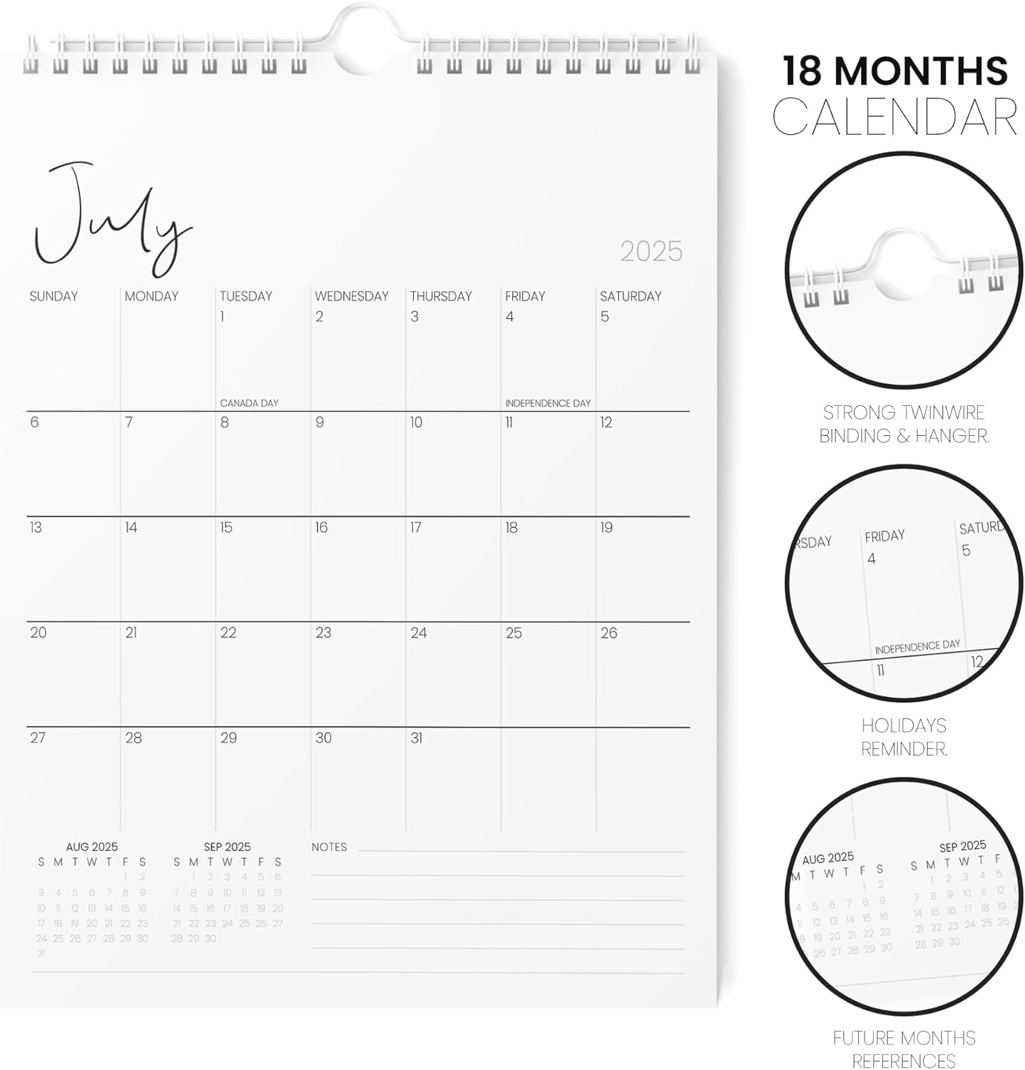 Karto Wall Calendar 2025-2026 - Vertical 8.5x11 inch July 2025 to December 2026 - Boost Your Productivity and Easy Planning with the Aesthetic Monthly Calendar - Cursive