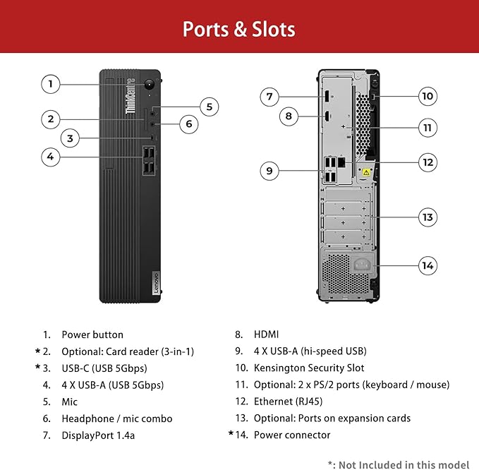 Lenovo ThinkCentre M70s Small Form Factor Business Desktop, 14th Gen Intel 10-Core i5-14400, 64GB DDR5 RAM, 2TB SSD, HDMI, DP, Wi-Fi 6, Windows 11 Pro, Bundle with Adata UC310 64GB USB Flash Drive