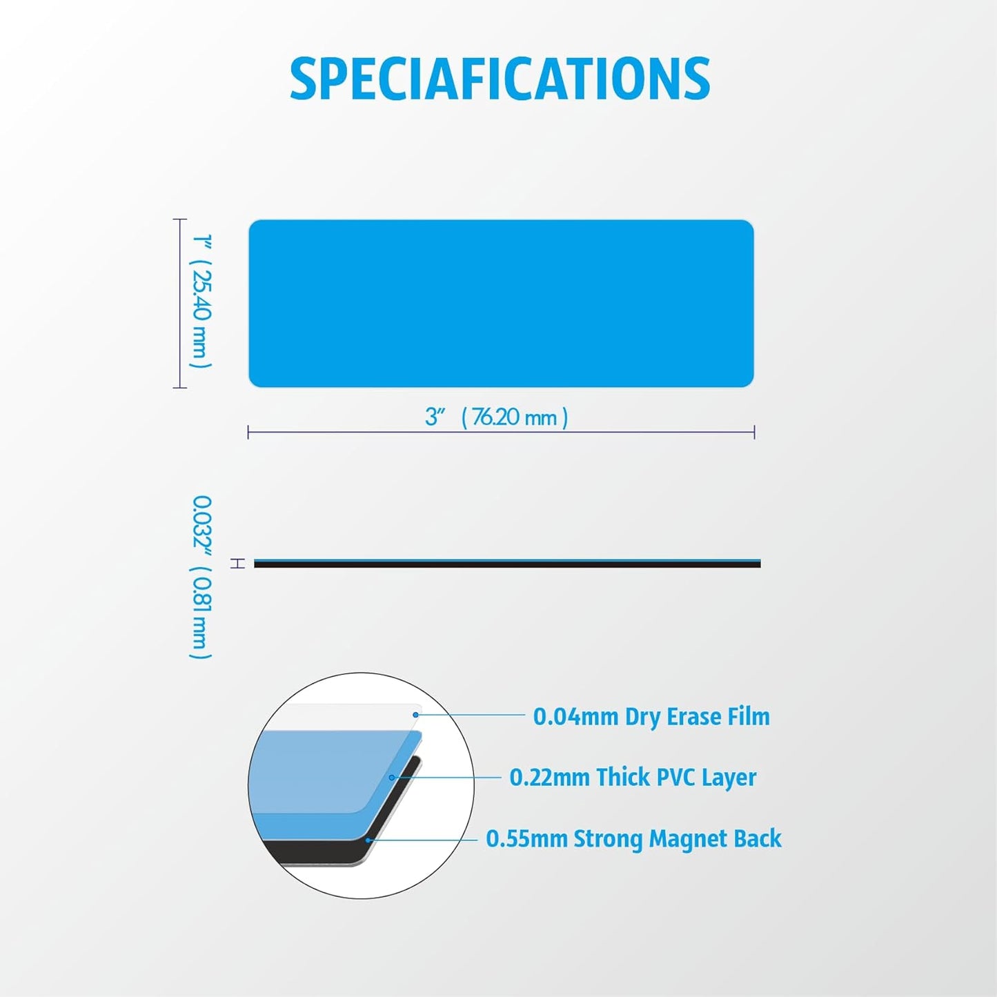 Magnetic Dry Erase Magnets Labels 3x1 inches, Reusable Name Tags, Organizing Schedules in Office/Classroom. Work on Fridge/White Board (Grey 60Pcs)