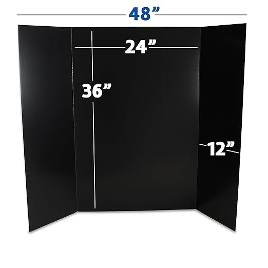 Flipside Products 36” x 48” Foam Project Boards for Presentations, Science Fair, School Projects, Event Displays and Trifold Picture Board - Black - 3 Pack