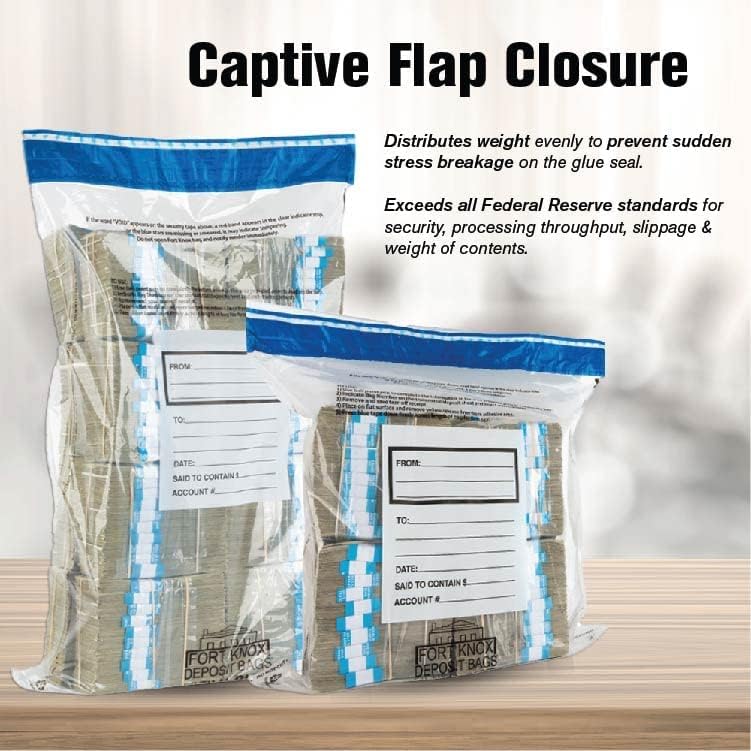 BankSupplies Ultima Blue Clear Deposit Bags | 9W x 12H | Pack of 500 | Transit, Transfer, Valuables | Tamper Evident Tape | Captive Flap Closure | Security Deposit Bag
