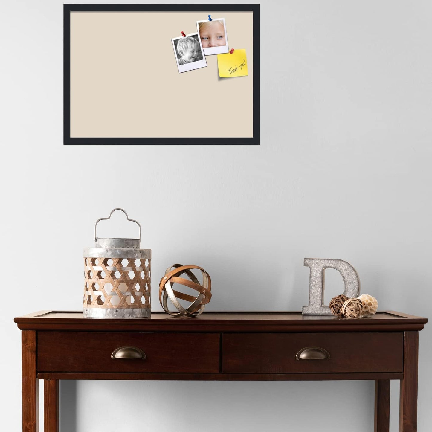 PinPix 26x18 Inch Cork Bulletin Board. This Decorative Framed Pin Board Comes with Desert Pastel Design and a Satin Black Frame. Ideal for Home Office Decor or Message Board (PinPix-1815)