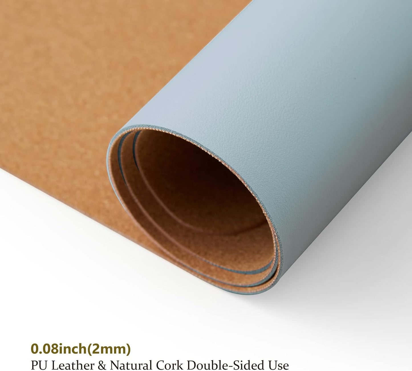 Cork Desk Mat - Dual-Sided Desk Pad for Office and Home - Desk Organization and Accessories - Ideal for Large Mouse Pad and Desk Mats on Top of Desks(Light Blue,80cmx 40cm)