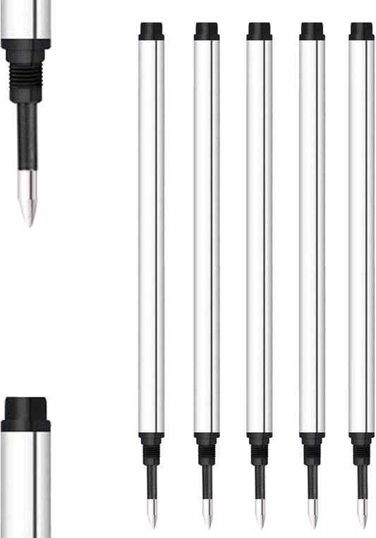 DunBong Spiral Refill, Replaceable Gel Ink Rollerball Refills 5 Pack, 0.5mm Medium Point, Threaded Rolling Ball Refills (Red)