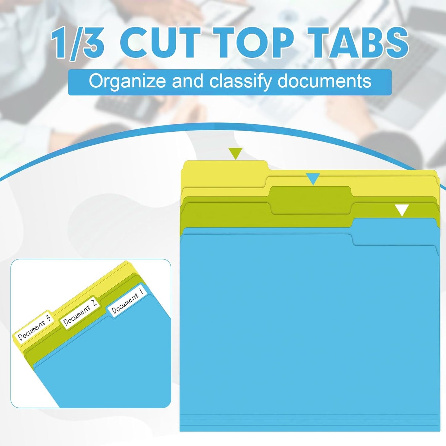 File Folder, HERKKA 120 Pack 1/3 Cut Tab File Folders, Letter Size, Assorted 6 Colors, Colored File Folders Great for Organizing and Filing