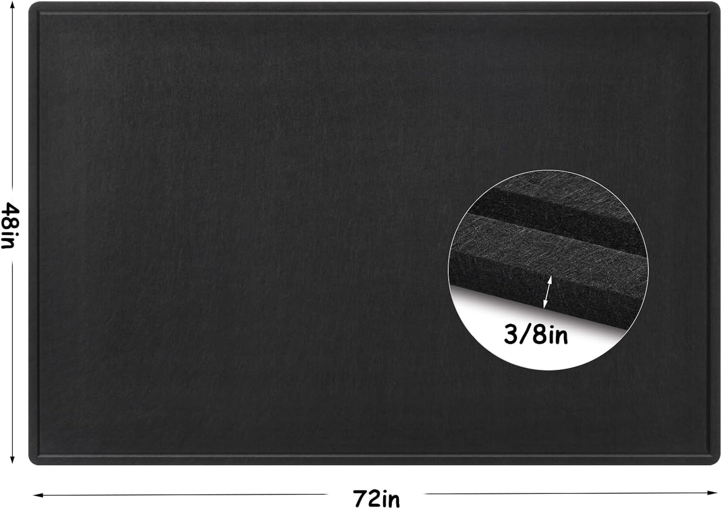 Large Bulletin Board - 72 x 48 Inches, Foldable Decorative Felt Board for Wall Photo Display Board with Self-Adhesive Tape, Includes 36 Push Pins - Black