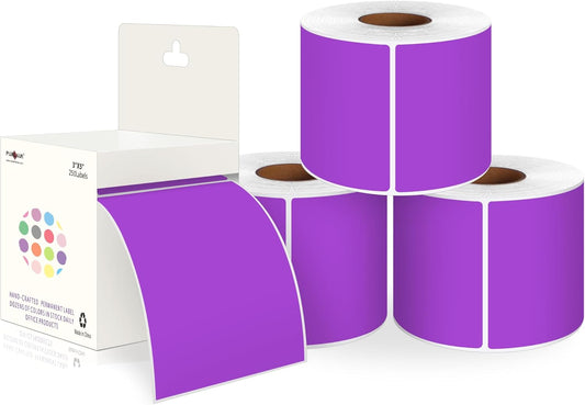 PARLAIM 3 X 5 Inch 4Rolls/1000 Per Roll Rectangle Inventory Color Coding Labels,Roll Square Label Stickers for Home (Purple)