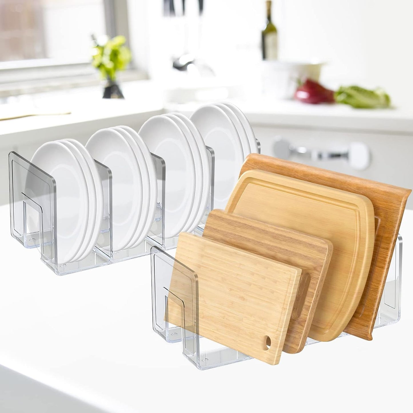 SAYEEC Acrylic File Sorter, Clear File Holder Acrylic Desk Organizer, Sturdy Desktop Files Organizer Files Folder Holder Rack for Envelopes Mail Letter Paper Notebook Electronics (2)