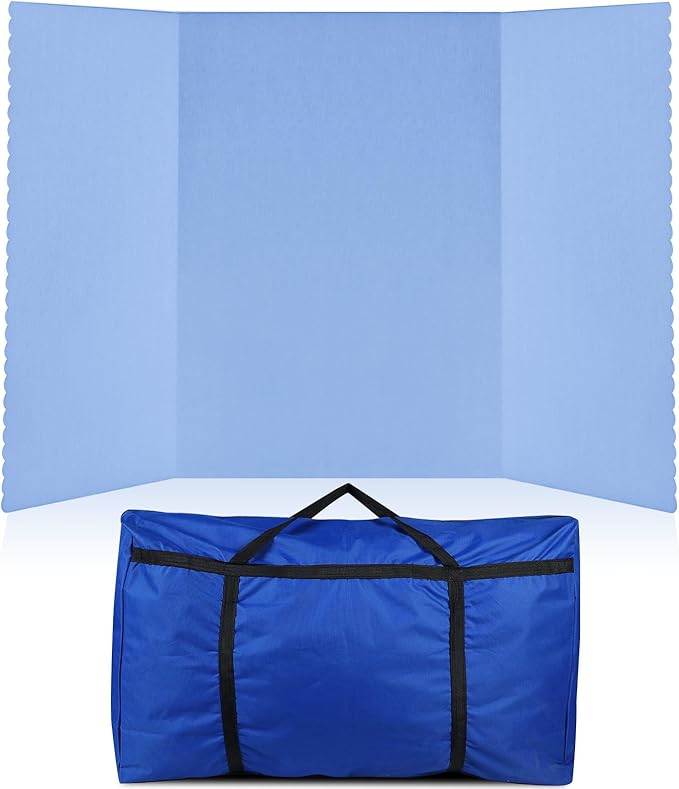 Paterr Trifold Poster Board with Storage Bag, Hook and Loop Fabric, Foldable 3 Panel Presentation Board for Science Fair and Exhibitions(Blue,72 x 36 Inch)