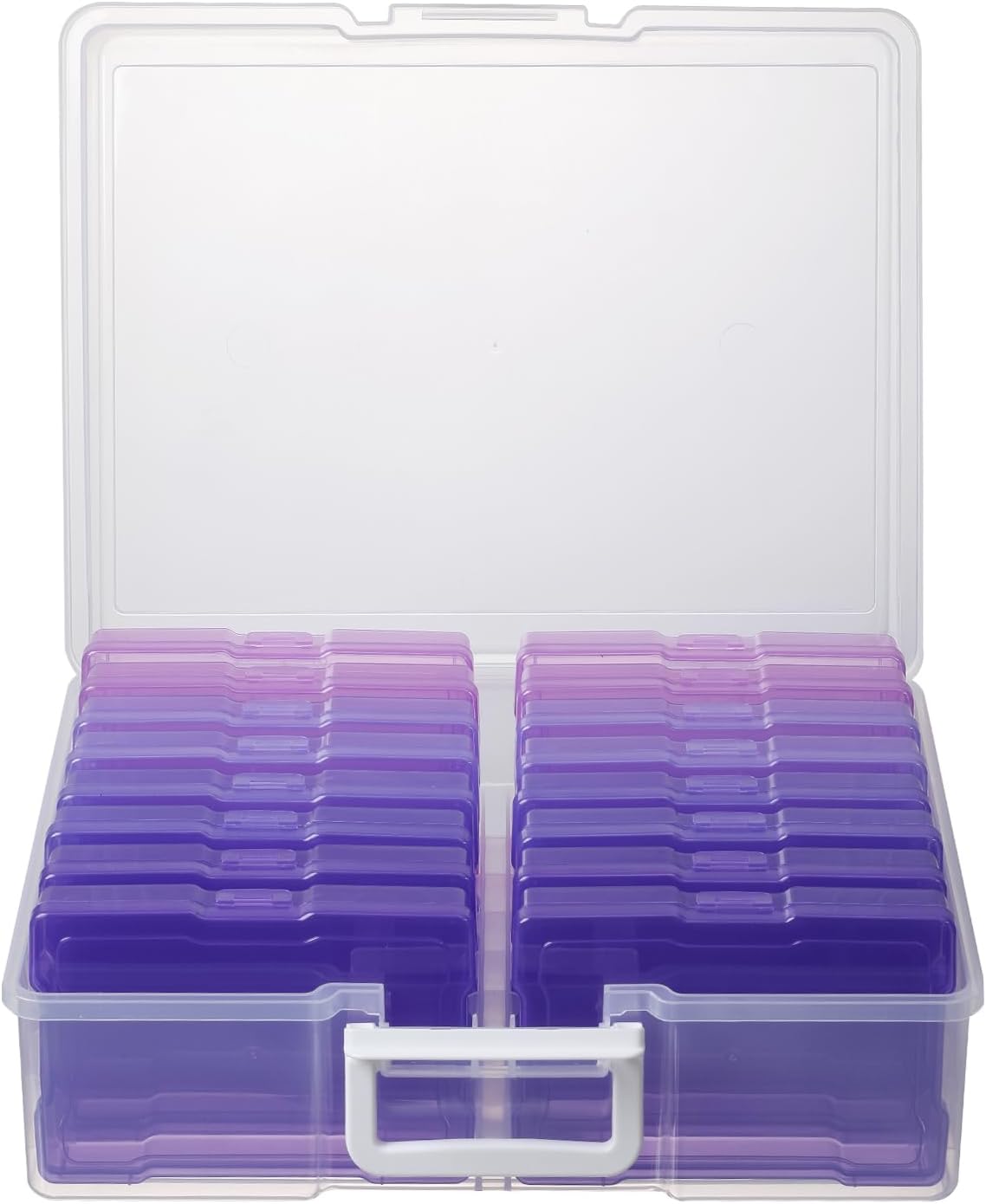 novelinks Photos Organizer - 4" x 6" Photo Storage Box with Handle - 16 Inner Cases - Purple Gradient