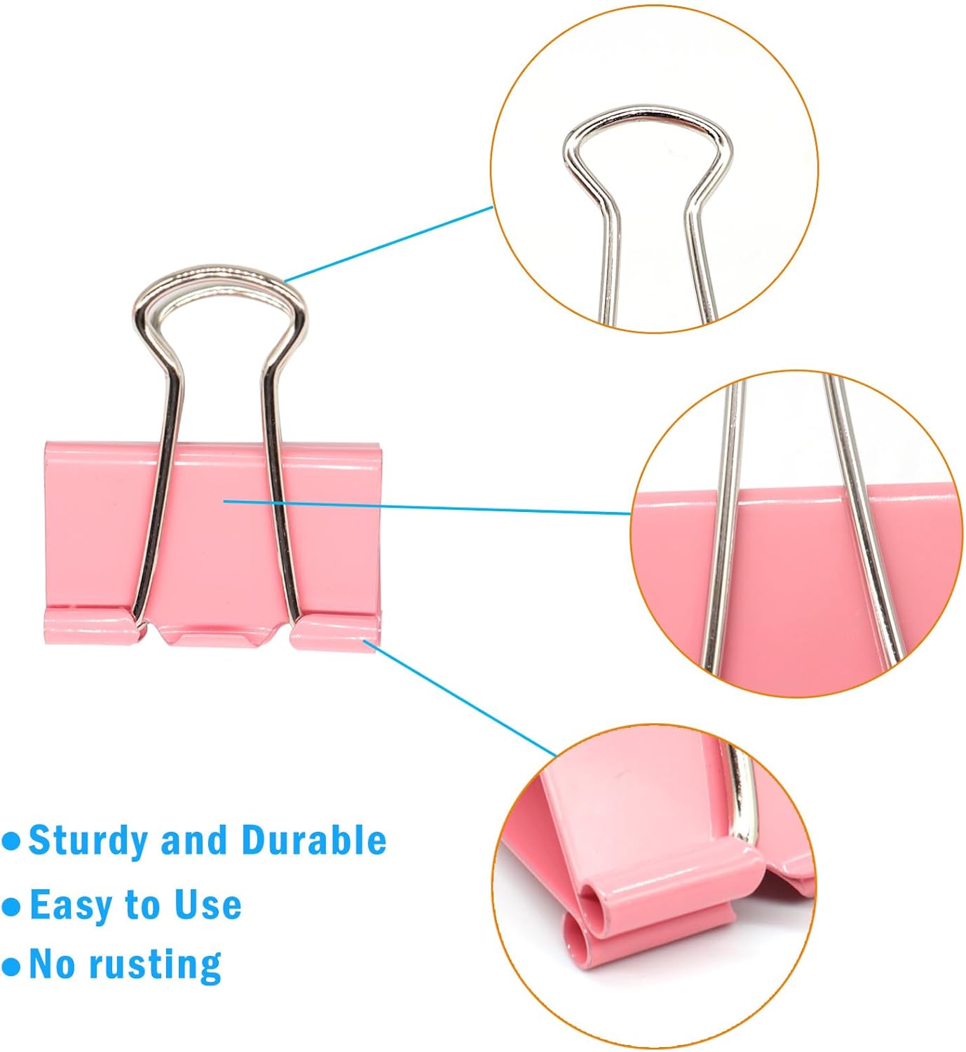 Extra Large Binder Clips, 2 Inch / 51mm, Big Paper Clamps for Office and School Supplies (Pink)