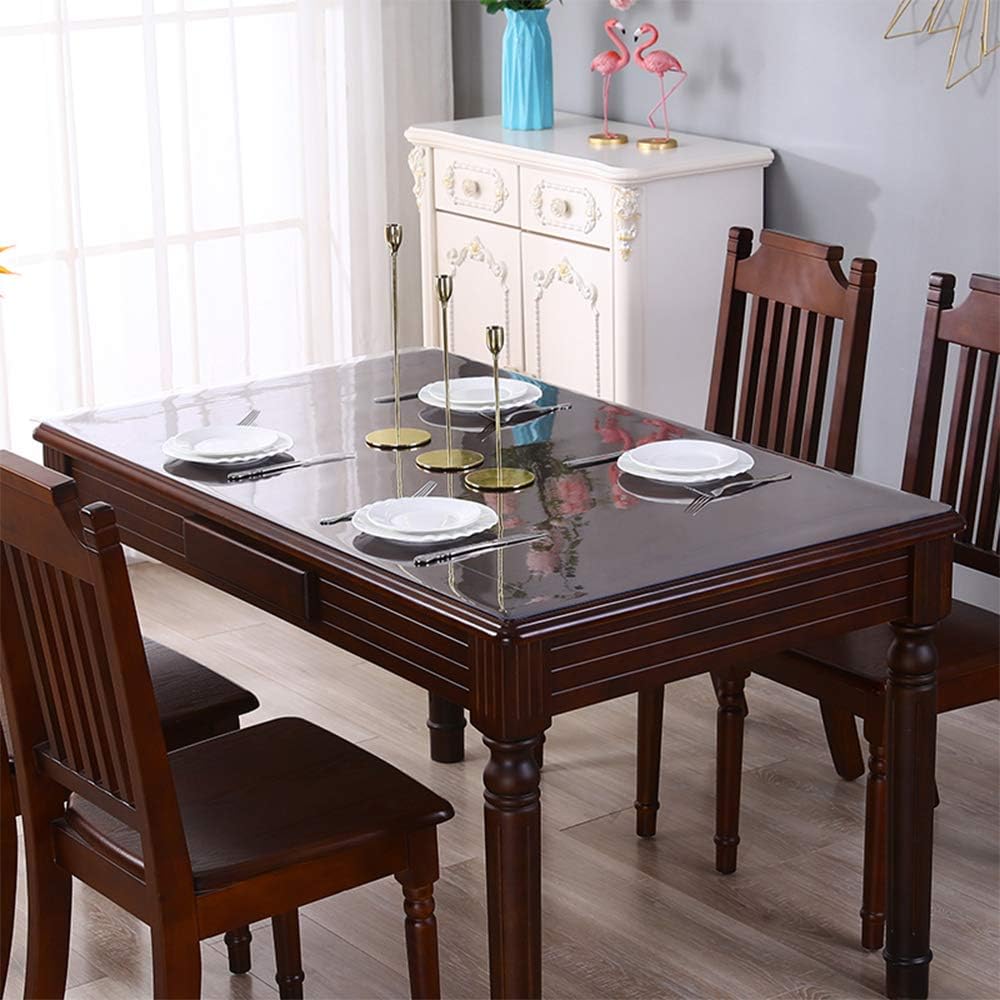 1.5 mmThick Easy Clean Non-slip 48x84 Inch Clear Plastic Table Cover Protector Crystal PVC Desk Pad Mat Wooden Furniture Surface Protection Apply to Patio Table Conference Table Waterproof Rectangular