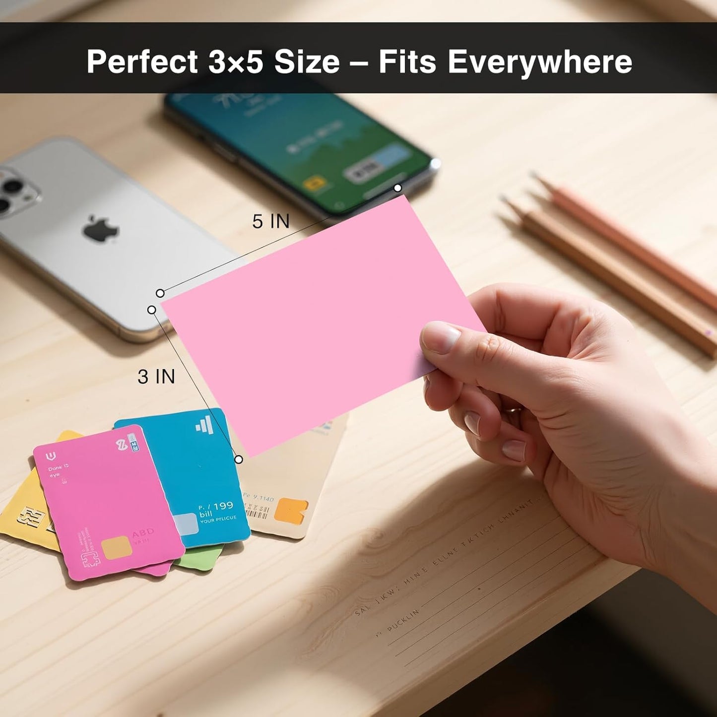 300 Count Blank Index Cards 3x5 Inch Colored Flash Cards Thick Cardstock, Unruled Note Cards Study Card Portable Learning Flashcards Ideal for Note Taking, Art Sketching, Office & School Supplies