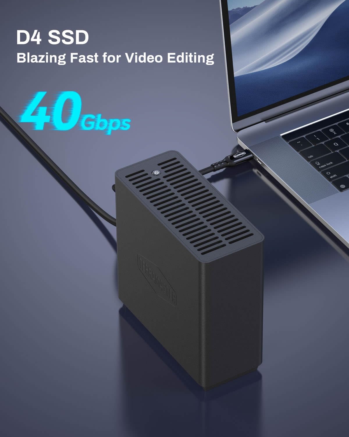 TERRAMASTER D4 SSD NVMe Enclosure - 40Gbps 4Bay, USB Storage Type-C Supports 4xM.2 NVMe 2280 SSDs, Compatible with USB 4/3.2/3.1/3.0, Thunderbolt 5/4/3, Mobile App for Data Backup Included (Diskless)