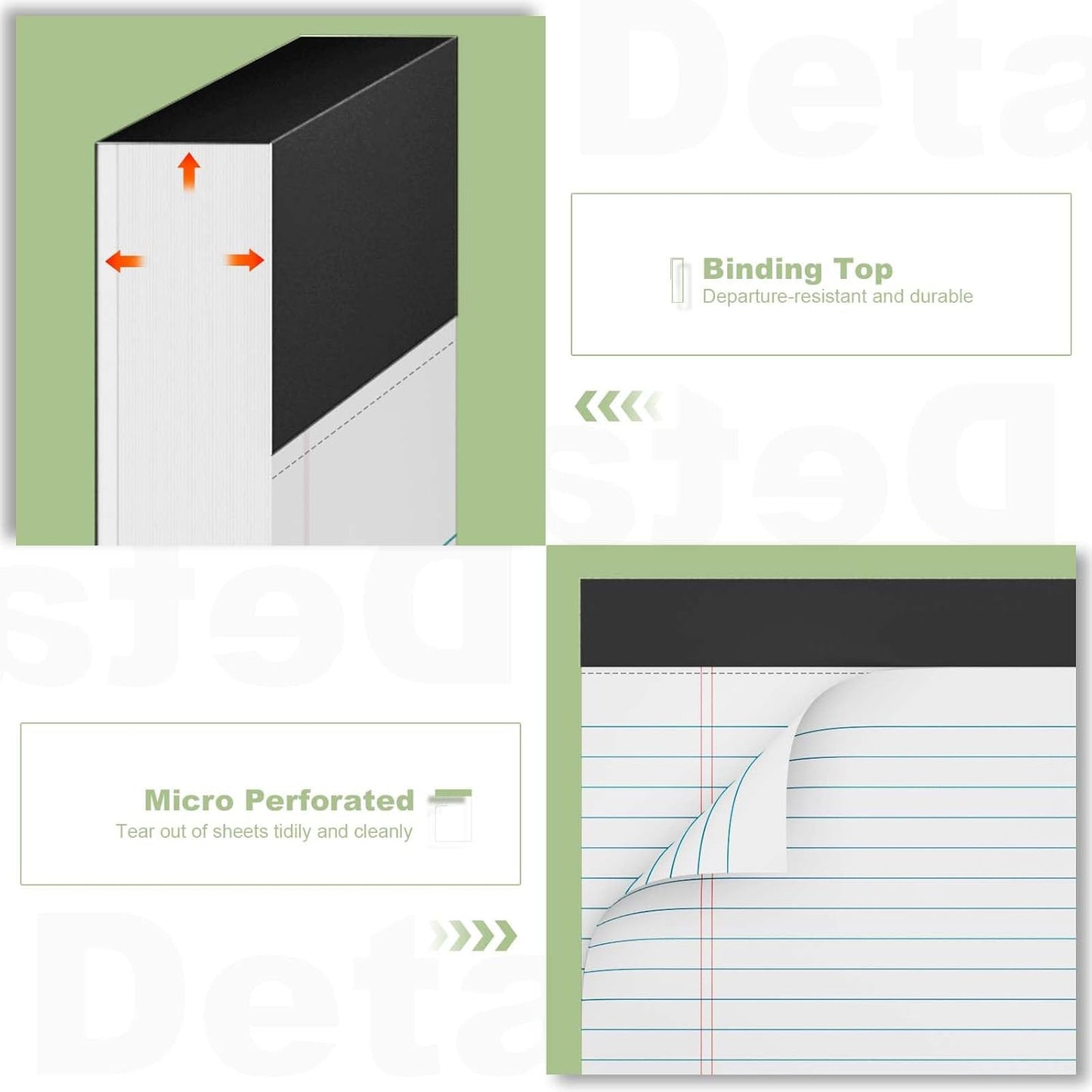 White Legal Pads 8.5 x 11 Narrow Ruled, 3 Pack Notepads College Ruled Pads of Paper With Sturdy Back 37 Lines 70 GSM Paper, Writing Note Pads 30 Sheets Per Writing Pad for Taking Notes, Reminders