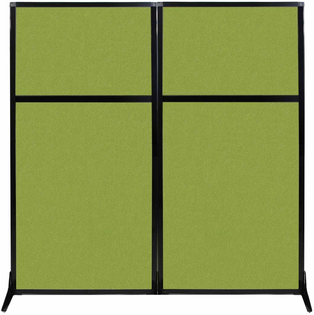 Versare Workstation Partition | Portable Wall Divider | Modern Office Cubicle | Free Standing Privacy Screen | Flexible Work Space | 66" x 70" Lime Green Fabric Panels