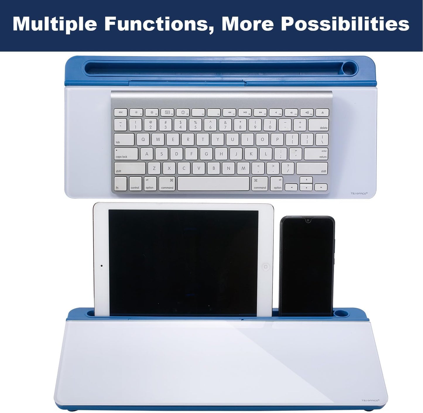 Small Glass Desktop Whiteboard Dry-Erase-Board - Computer Keyboard Stand White Board Surface Pad with Drawer, Desk Organizers