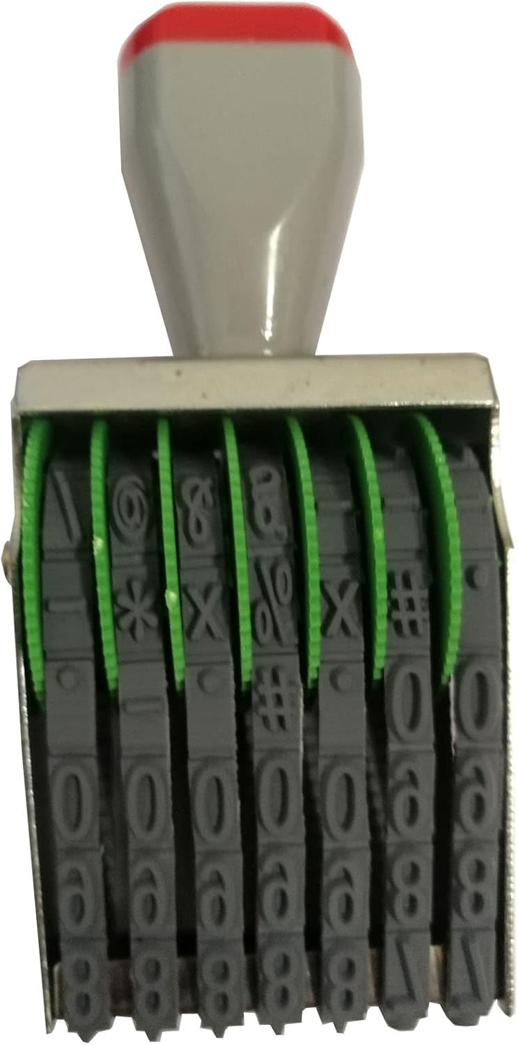 WANLIAN 7-Digit Adjustable Date Stamp - Customizable 0-9 Numbers & Symbols,numbering Tool for Packaging, Office, Labels, Code, 43x7mm Imprint, Gray-Red