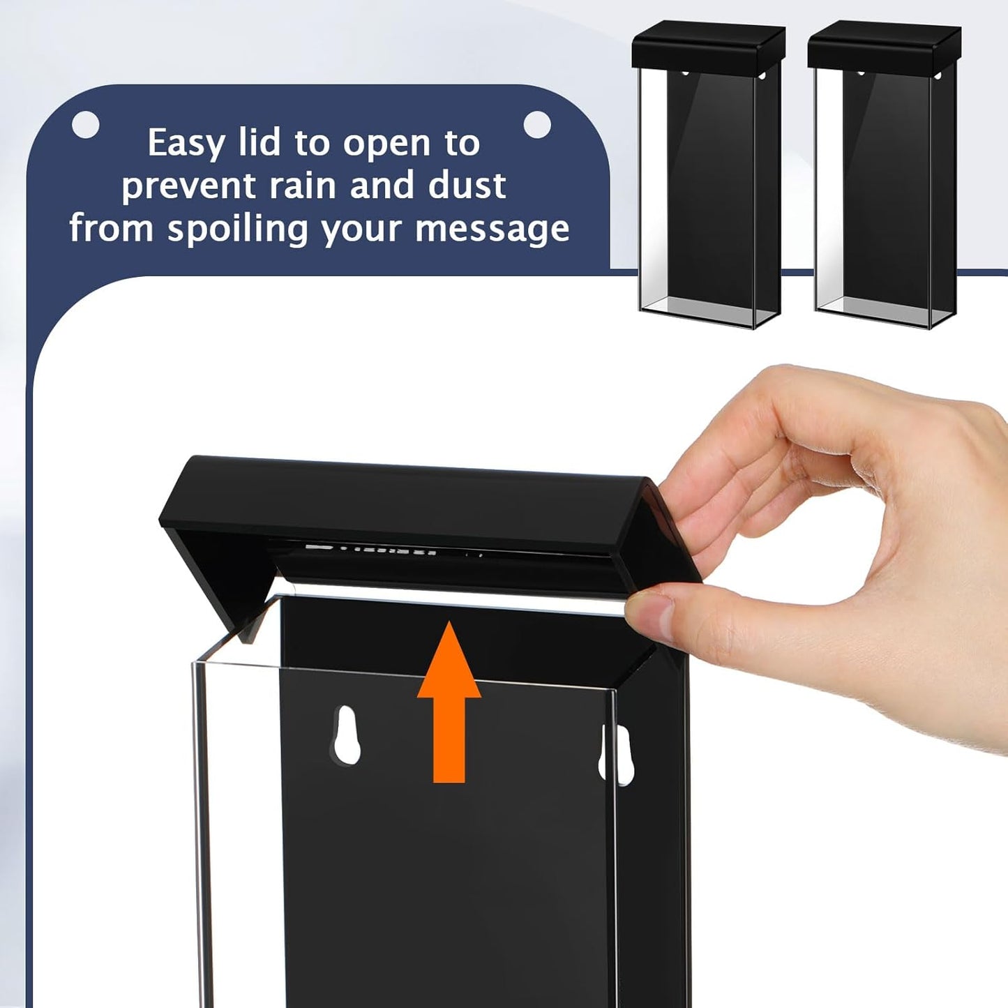 Remerry 2 Pcs Acrylic Outdoor Brochure Holder 4 x 9 Inch Waterproof Wall Mount Literature Box with Black Lid Clear Pamphlet Holder with Screws for Flyer Display Map Menu Envelope