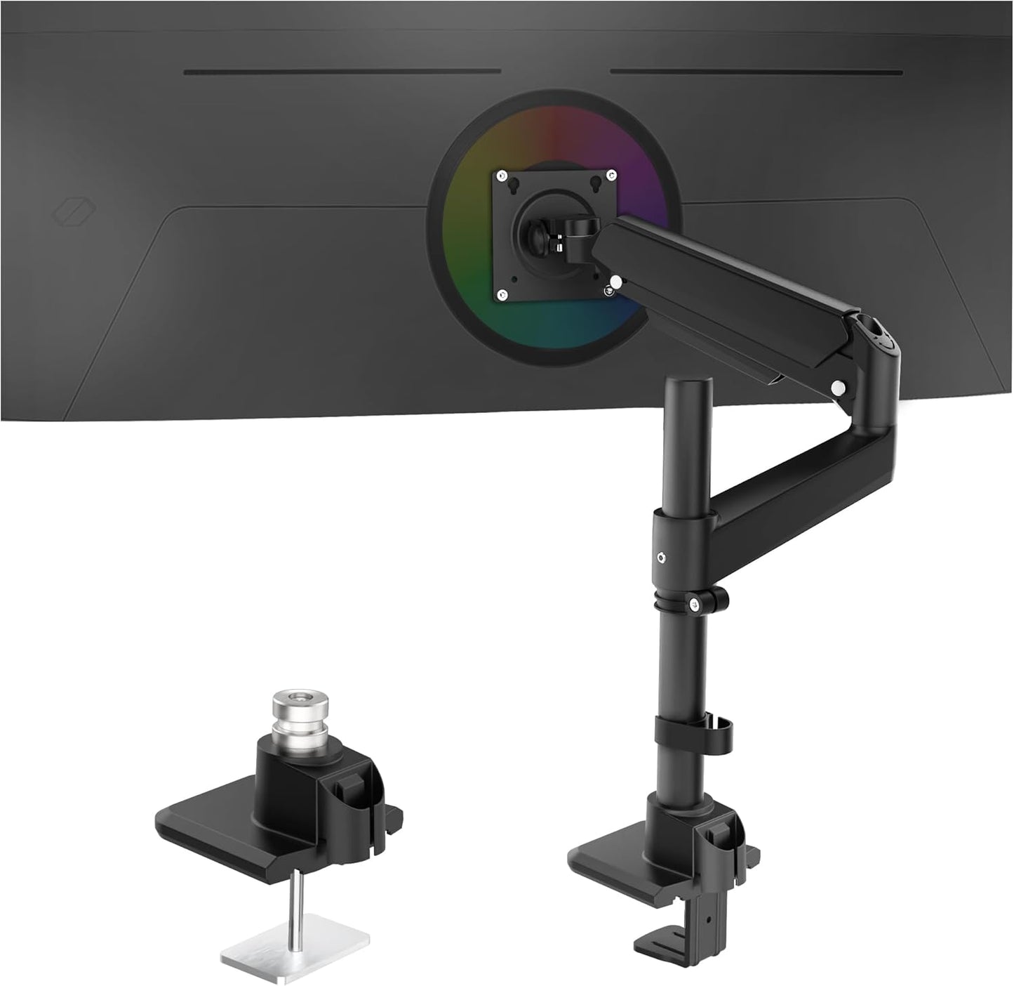 Heavy Duty Monitor Arm for 13-49 Inch Ultrawide Screens, Holds Up to 44lbs, Fully Adjustable Single Monitor Mount, with Clamp & Grommet Base, 75/100mm VESA Desk Mount, Black