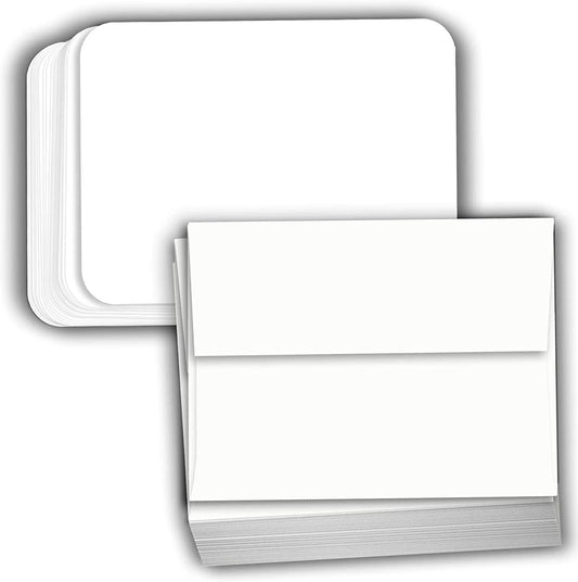 Hamilco White Cardstock Thick Paper - Blank Index Flash Note & Post Cards Rounded Corners with Envelopes Greeting Invitations Stationary 5 X 7" Heavy weight 80 lb Card Stock (100 Pack with Envelopes)