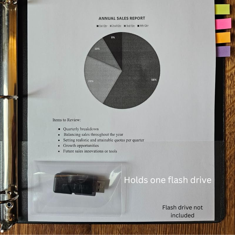 Business Card Pocket - Flash Drive Pocket - Self Adhesive - Open Long - Resealable Flap - BIS10130 (25-Pack), Clear