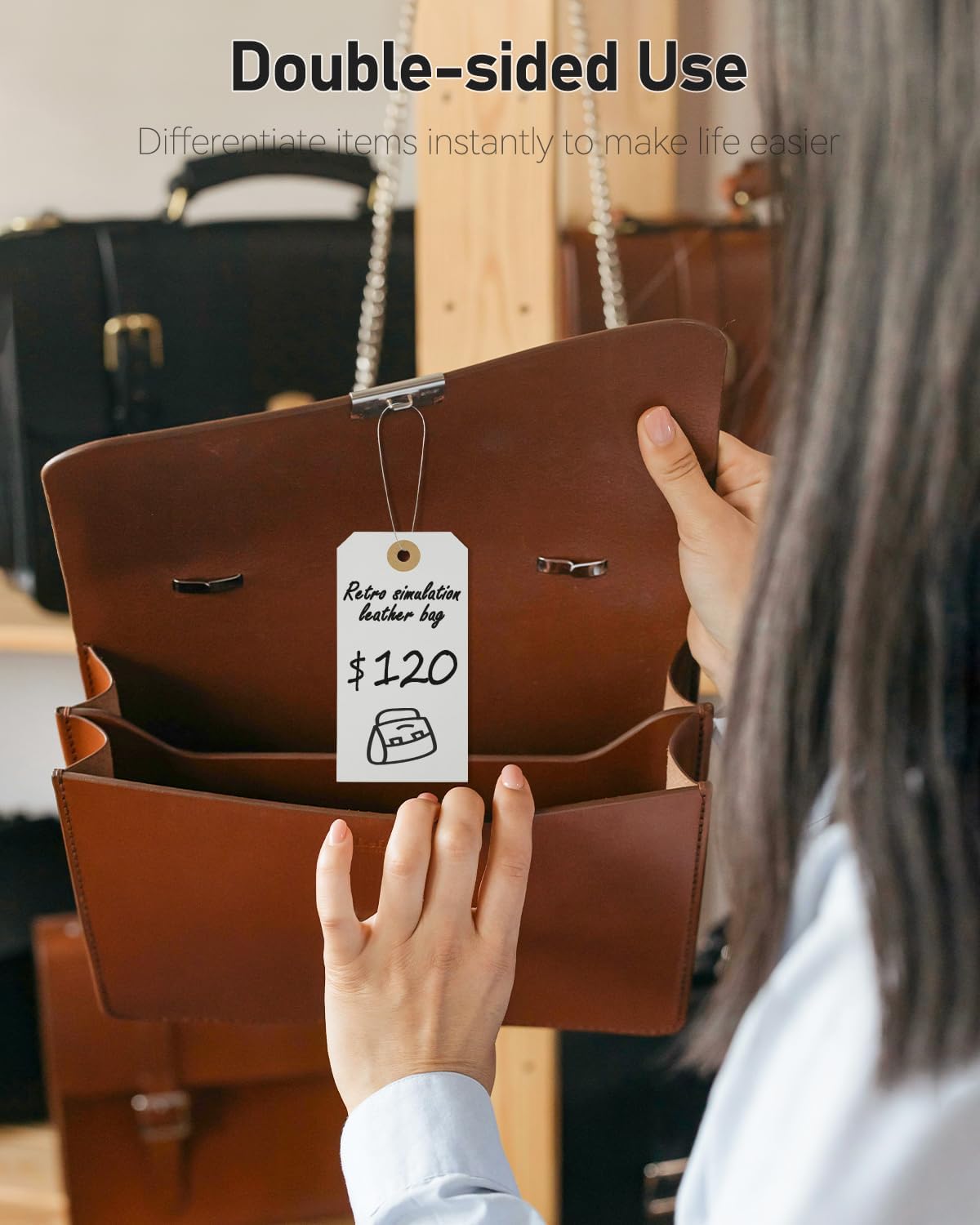 Uniclife 100 Pcs Manila Tags White Blank Shipping Tags with Wire Attached 4.7 Inch Paper Tags Hang Tags with Reinforced Eyelet Large Marking Tags Writable Price Tags Inventory Label Tags, 4.7" x 2.36"