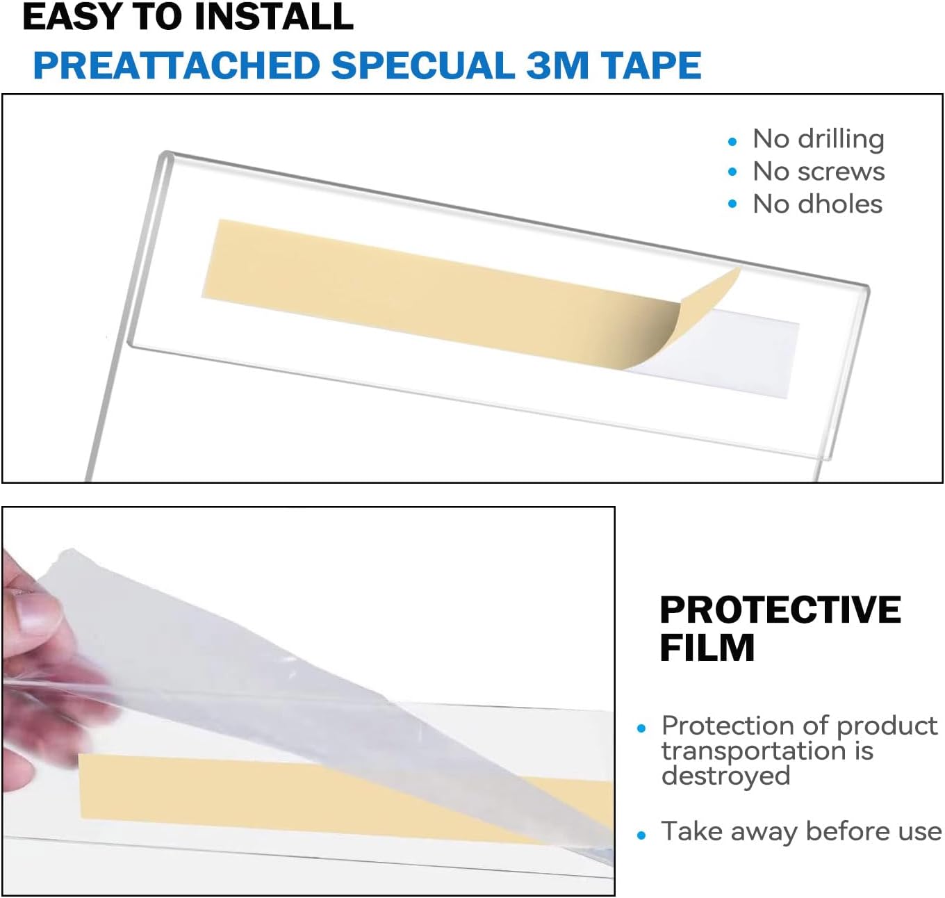 12 Pack 11x8.5 inch Acrylic Sign Holder, Horizontal Clear Plastic Frame for Paper, Wall Mount Sign Holders with Double Side Tape Adhesive for Home, Office, Store, Restaurant