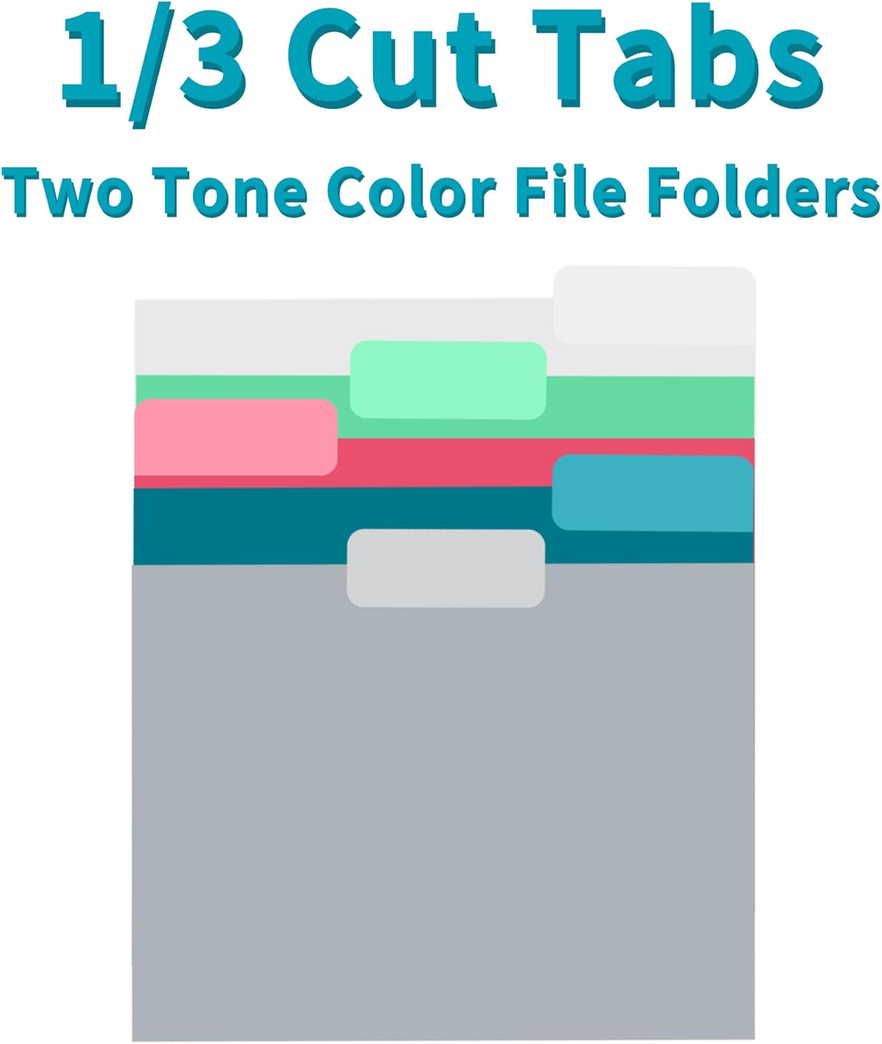 100 Packs Colored File Folders,Royal Blue File Folders Letter Size,1/3 Cut Tabs File Folder,Two-Tone File Folder,Manila File Folders for Office,School and Home,Organization