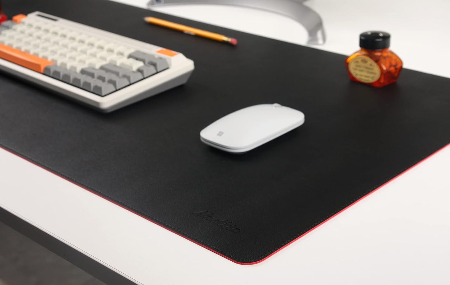 Dual-Sided Leather Desk Pad,Blotter for Laptop Computer,Mouse Pad,Writing,Drawing,Arts and Craft Mat (17"x24", Black/Red)