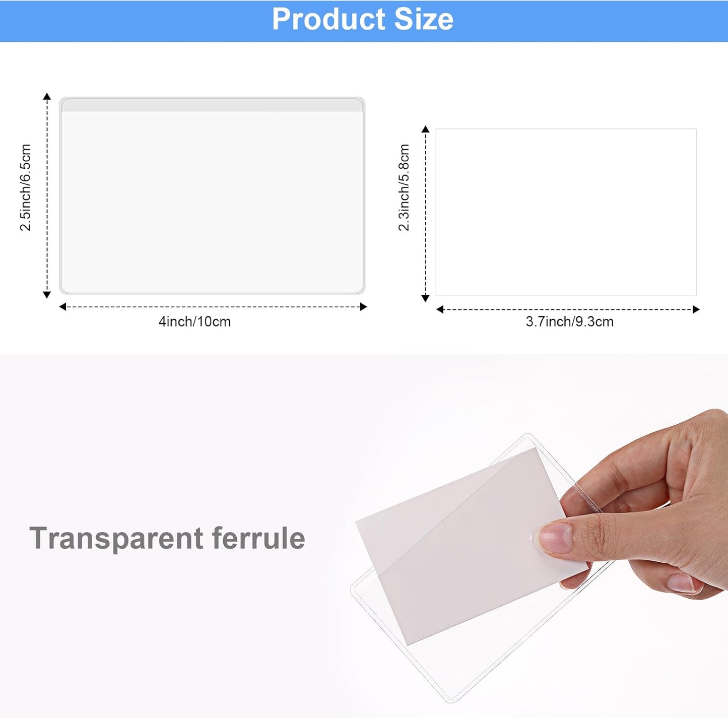 Outus 100 Pieces Self Adhesive Index Card Pockets with Blank Cards 4 x 2.5 Clear Adhesive Pockets Label Holders Bin Labels for Storage Bins Organizing Box Drawer