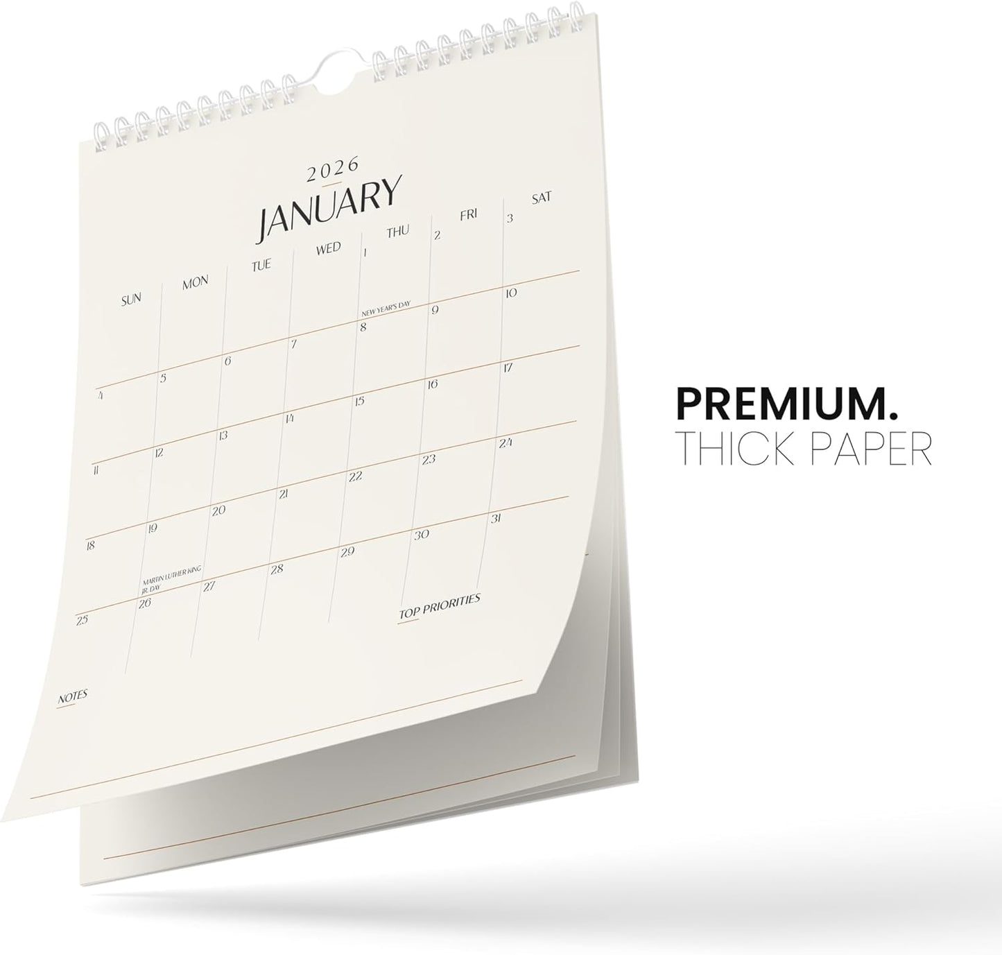 Karto Wall Calendar 2025 - Vertical 8.5x11 inch Runs Until June 2026 - Boost Your Productivity and Easy Planning with the Aesthetic Monthly Calendar - Beige