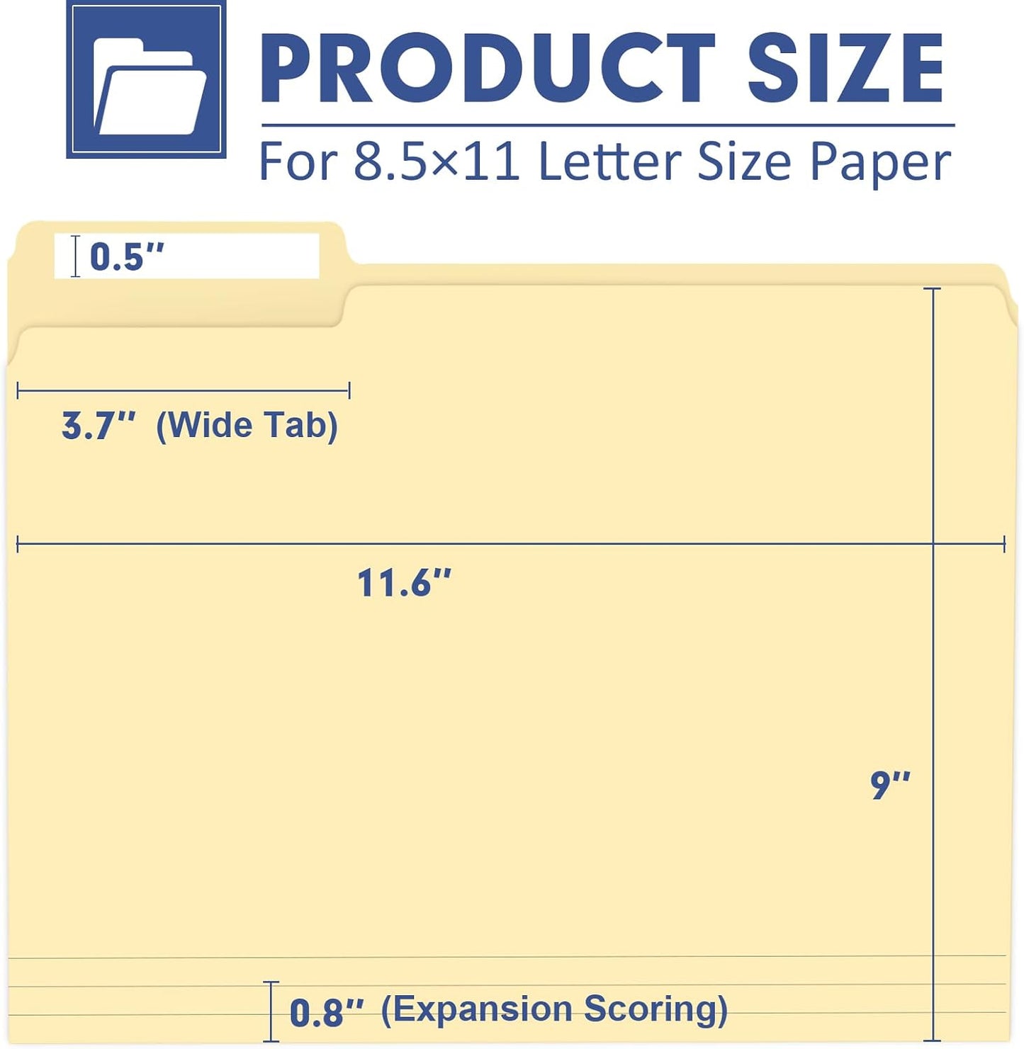 File Folder, PANDRI 220 Pack File Folder, 1/3 Cut Tab, Letter Size, Filing Folder for Office School Business, Manila