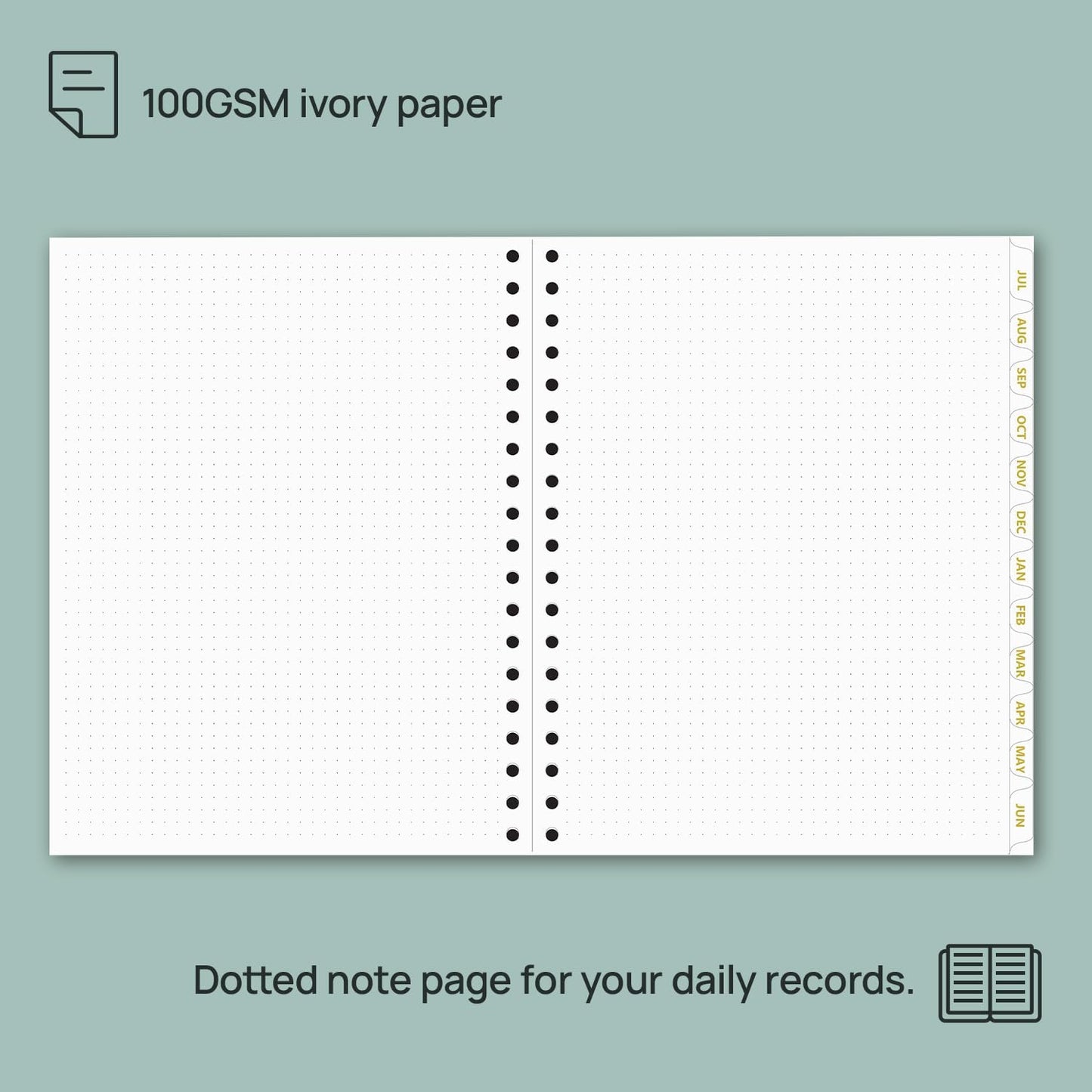 POPRUN Monthly Planner 2025-2026 Spiral Hardcover (8'' x 10''), 18 Months Calendar (Jul.2025 - Dec.2026)- 2 Pages per Month with Dotted Note Pages, Sunday Start, Laminated Tab - Violet