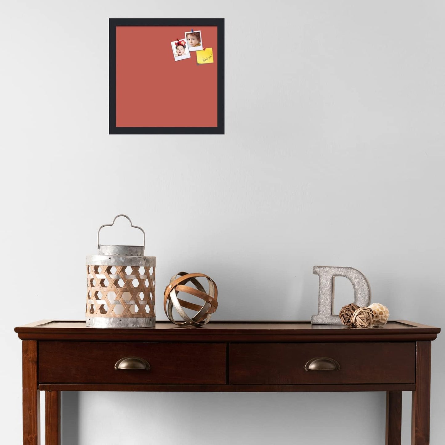 PinPix 14x14 Inch Cork Bulletin Board. This Decorative Framed Pin Board Comes with Crimson Pastel Design and a Satin Black Frame. Ideal for Home Office Decor or Message Board (PinPix-1807)