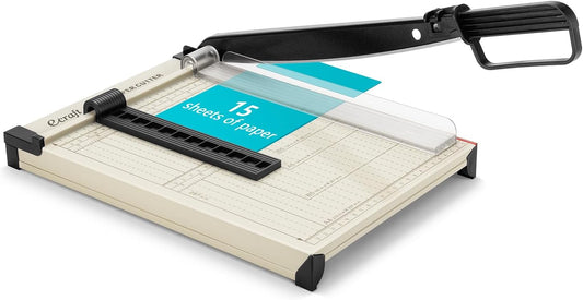 Ecraft 12" Guillotine Paper Cutter：Paper Trimmer Accurate Cutting with Safety Guard,15 Sheets Capacity,Magnetic Guide,Heavy Duty Metal Base, Perfect for Cardstock,Cardboard,Vinyl,Crafts & Photos