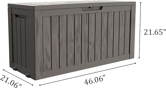 80 Gallon Outdoor Storage Box with Wheels, Waterproof Lockable Resin Deck Box Patio Storage Bin for Pool Accessories Cushion Furniture, Garden Tools, UV-Resistant Outside Delivery Grey