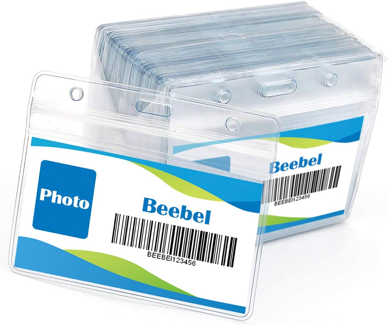 Beebel ID Badge Holder Lanyards with Waterproof Badge Card Bulk Lanyard for Name Tags Holders(Blue)