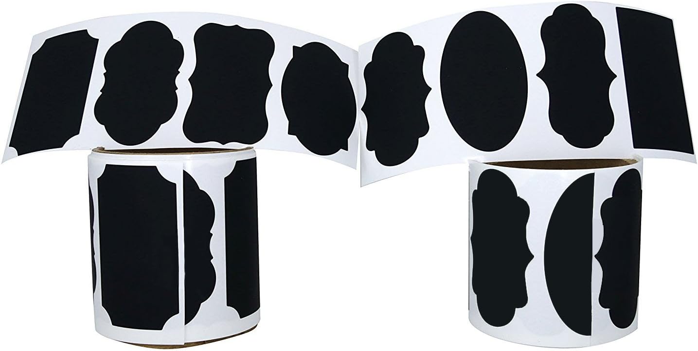 288 Large Chalkboard Labels Premium Reusable Chalkboard Stickers 3MM White Chalk Marker Dual Tip: Bullet/Chisel Labeling Jars, Parties, Craft Rooms, Weddings Organize Your Home & Kitchen (8 Rolls)