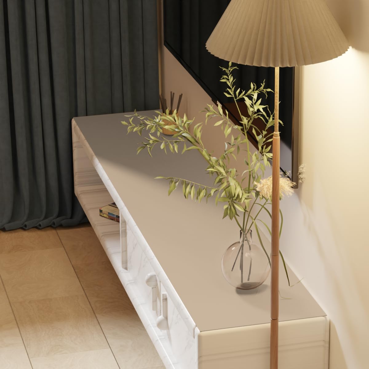 Leather Table Cover,1.8mm Thick,17x72 Inch Desk Cover,Dresser Cover Top,Dresser Protector Top,Dresser Cover,End Table Cover.(Light Brown+Gray,17x72)