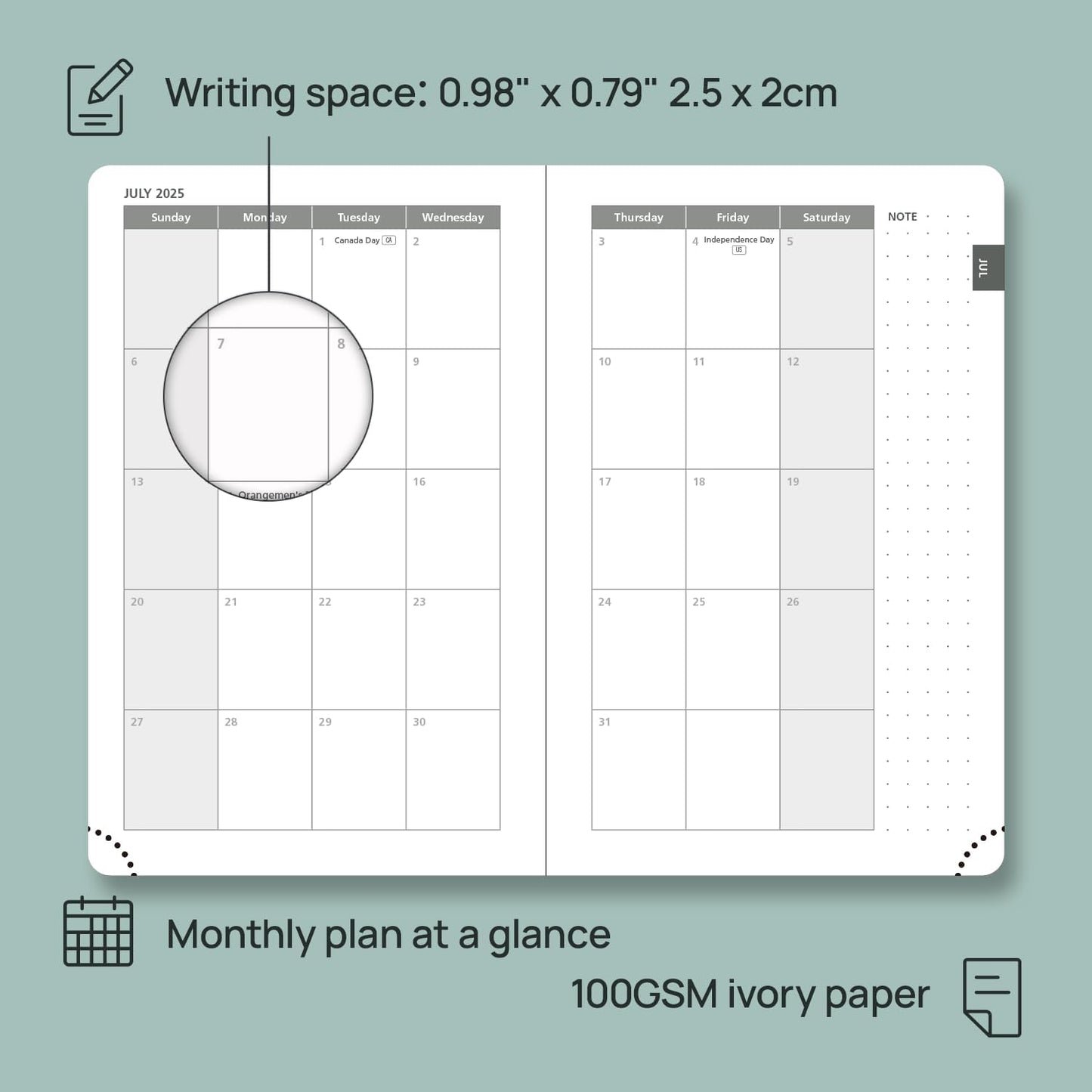 POPRUN Pocket Planner 2025-2026, (Purse Size 4''x 6.25'' Hard Cover) Academic Year Calendar Daily Weekly and Monthly (July 25-June 26) with Hourly Time Slots, 100 GSM Paper - Navy Blue