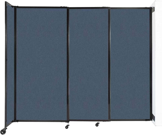 Wall-Mounted Sliding StraightWall Room Divider | Adjustable Widths | Locking Wheels | Room Separator | Up to 7'2" Wide x 6' Tall Ocean Fabric Panels