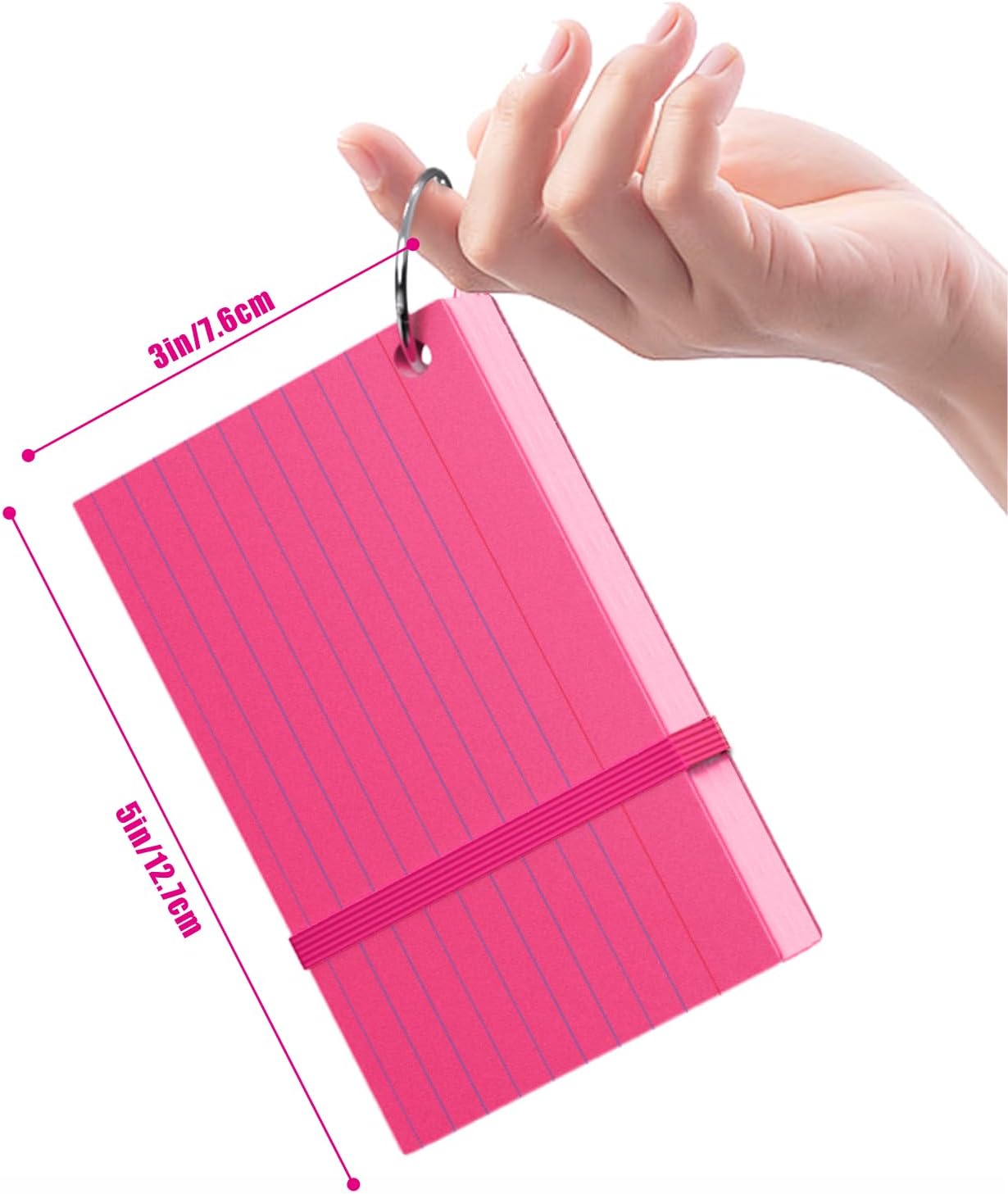 Colored Index Cards 3x5, YIZUUN Flash Cards with Ring, 200 PCS, Ruled Note Cards, Flash Cards for Studying, 3x5 Note Cards for Office, Home, School