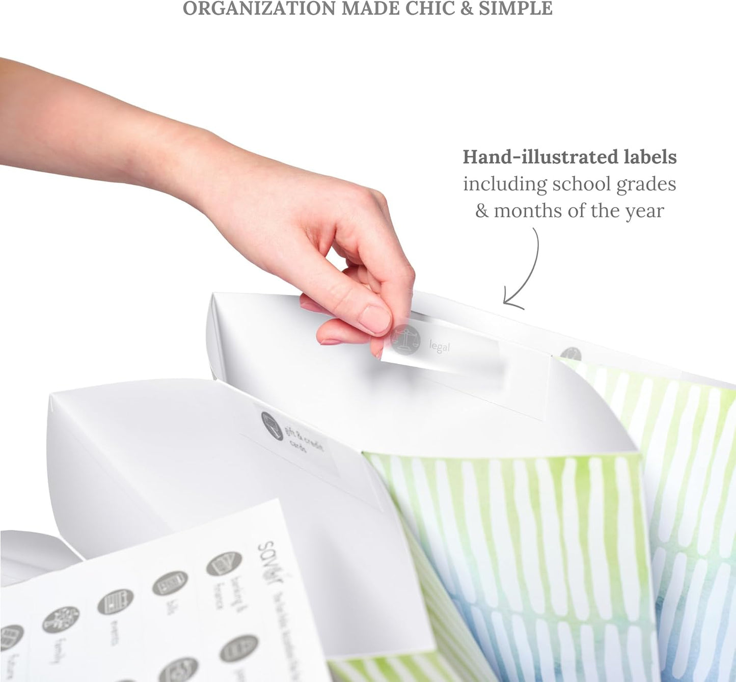 Savor | 2025 Edition Luxe Accordion Fan Folio™ | Fabric Bound Acid-Free Document Organizer with Labels | Ideal for Important Records, Graduation Gift, Home Paper Organization and Archive