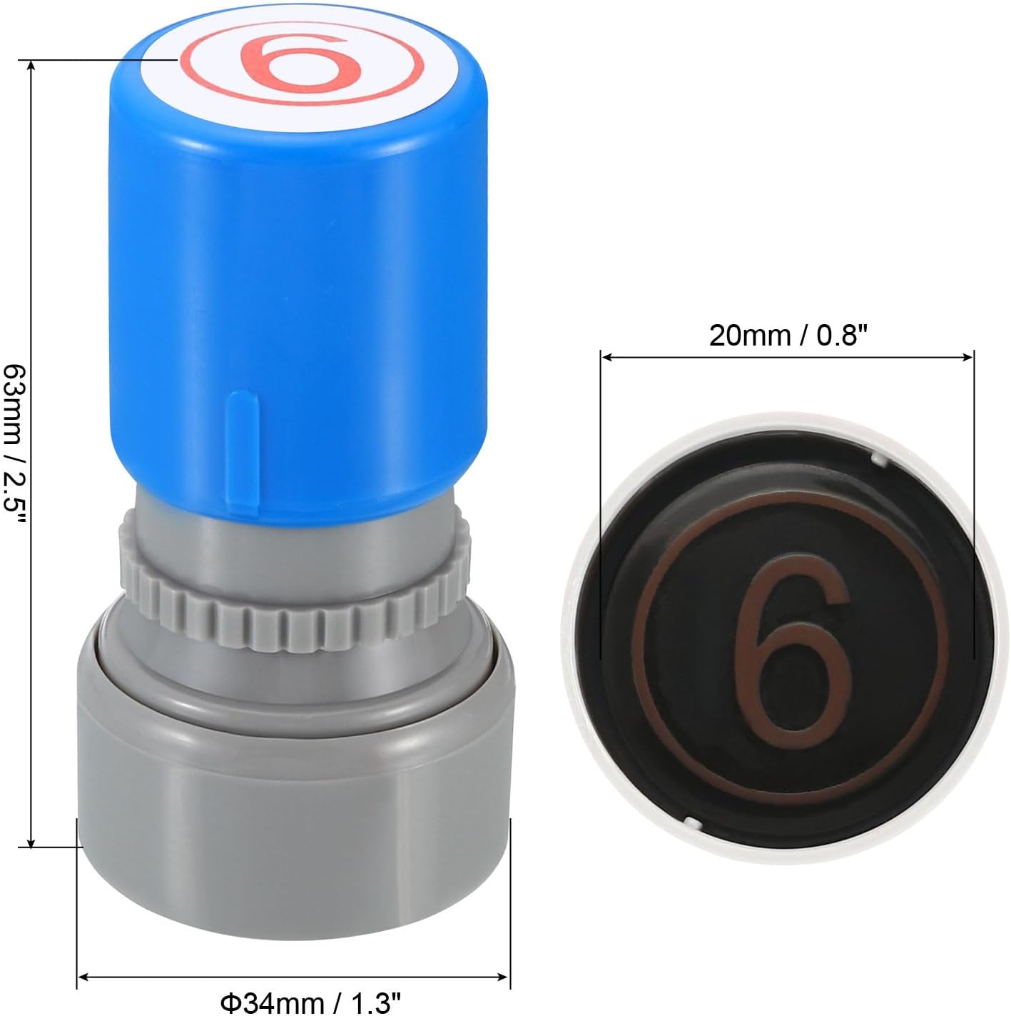 PATIKIL Number Stamps Self Inking, Numeral 6 Number Stamp Teacher Stamp Initial Stamp Ink Stamp for Class Notebook Scrapbooking DIY Craft Style 2, Red Ink