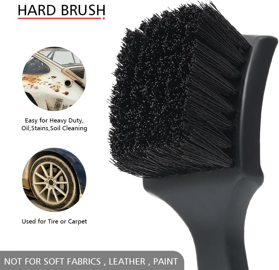 9pcs Detailing Brush Set,Interior Cleaning Brush,Steel Wire & Tire Brush Automotive Cleaning Brush Kit,for Cleaning Engine, Body Exterior Surface, Carpet, Truck, SUV, RV, Motorcycle