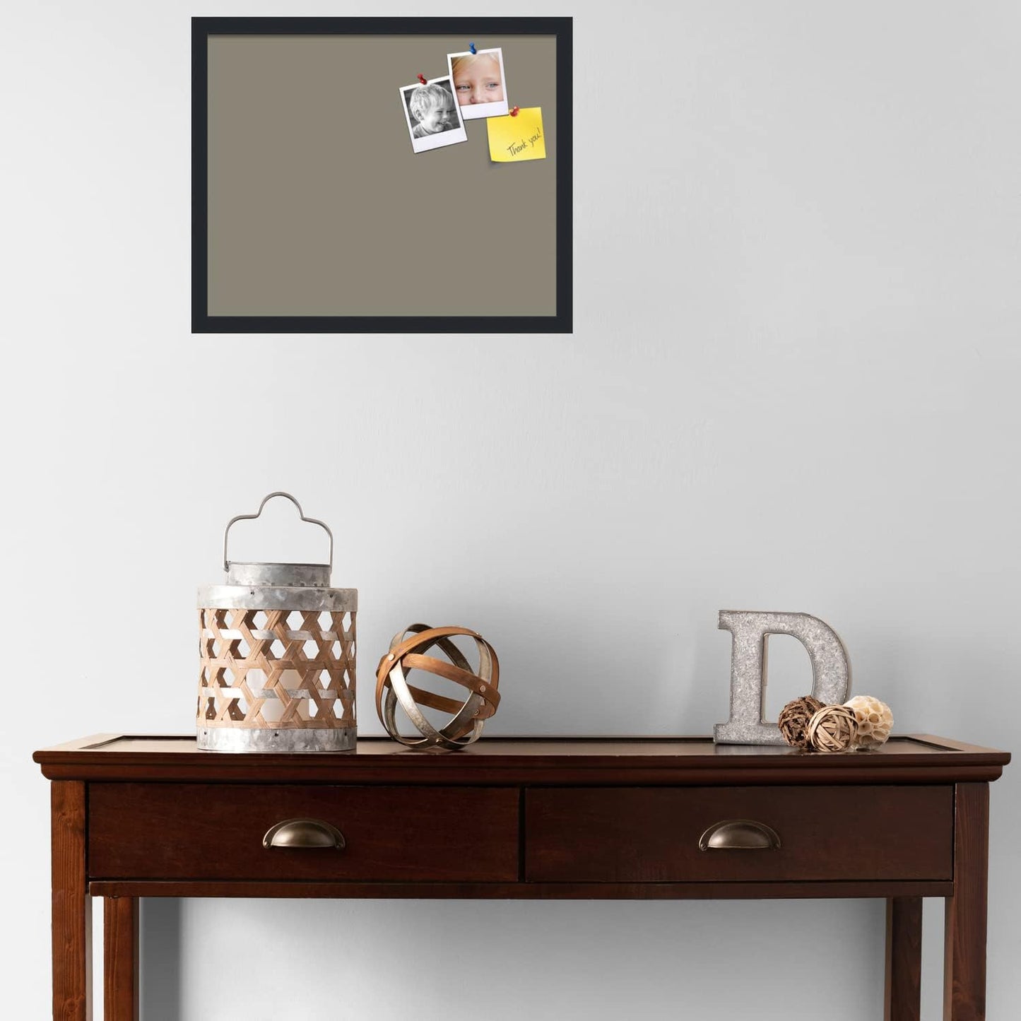 PinPix 21x17 Inch Cork Bulletin Board. This Decorative Framed Pin Board Comes with Pewter Design and a Satin Black Frame. Ideal for Home Office Decor or Message Board (PinPix-1812)