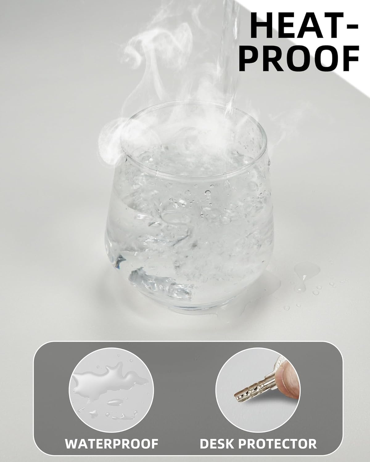 Leather Desk Pad Protector, Mouse Pad, Office Mat, Non-Slip PU Leather Blotter, Laptop Pad, Waterproof Writing Pad for Office and Home (White, 31.5" x 15.7")