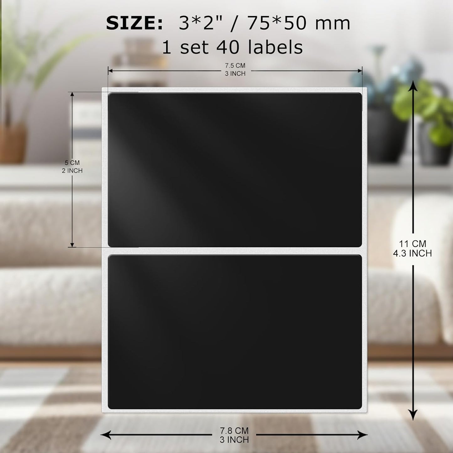 Colored Labels Stickers 3×2 Inch Rectangle Vinyl Black Sticker Removable Assorted Color Coding Name Tag for File Folder Classroom Office Inventory Marking 40 PCS