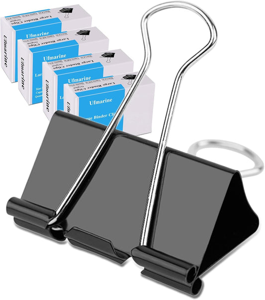 Ufmarine 40 Pcs Large Binder Clips 1.6 inch Length, Binder Clips Large for Office